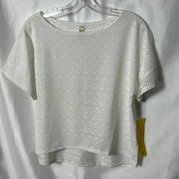 Lole,sheer,eyelets,Hi Lo white boxy top,boat neck,BETH EDITION, Y2K,vintage,NWT - Picture 4 of 11